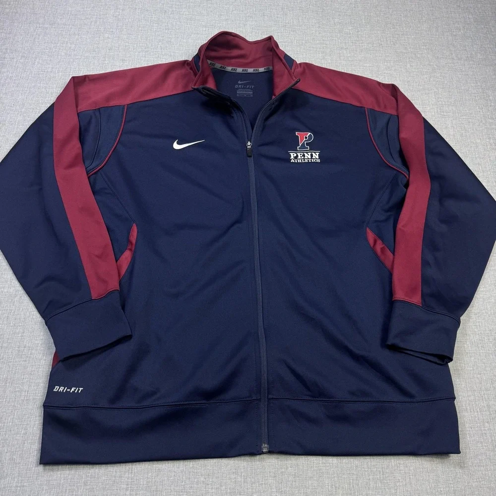 Nike Penn Athletics Quakers Dri-FIT Track Jacket Mens XL Blue Colorblock Zip